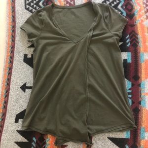 Green front tie lululemon shirt